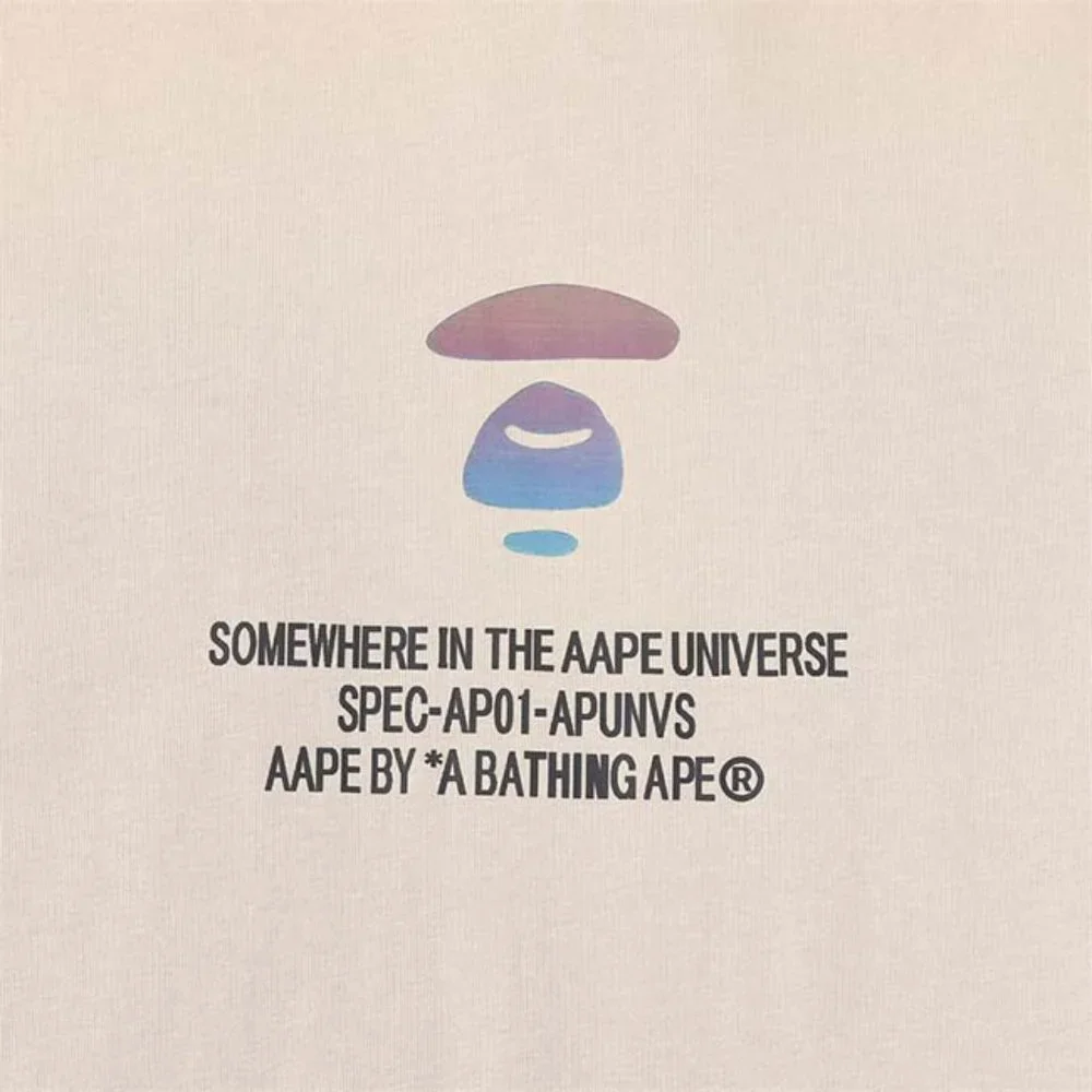 AAPE Colorful Ape Head Lettering Logo T-Shirt - Cream Short Sleeve - Picture 3 of 6